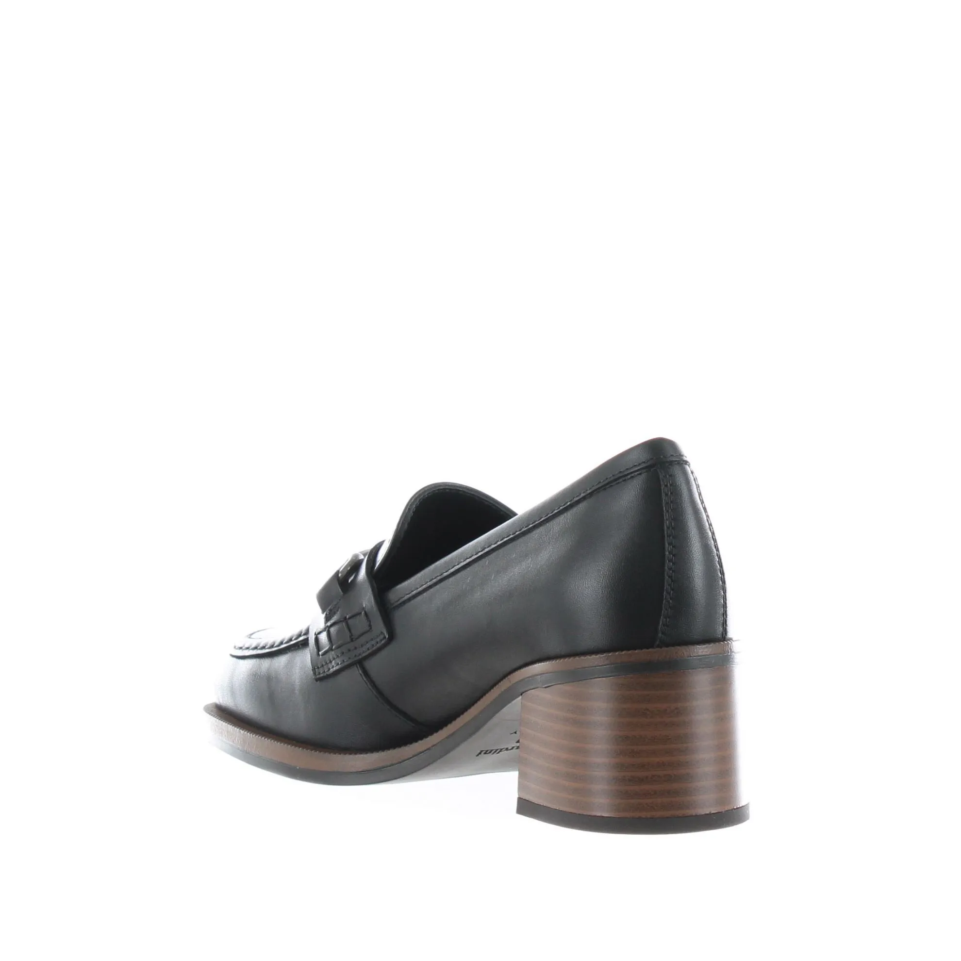 Mocassino con tacco in pelle