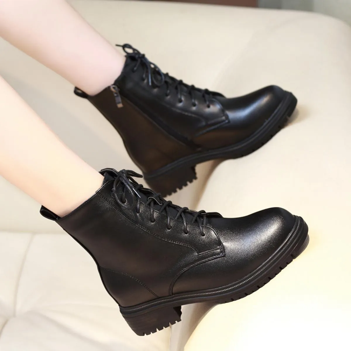 Moda da donna banchetto abito da ballo stivali in vera pelle scarpe con plateau da donna stivali da moto alla caviglia Botas Zap