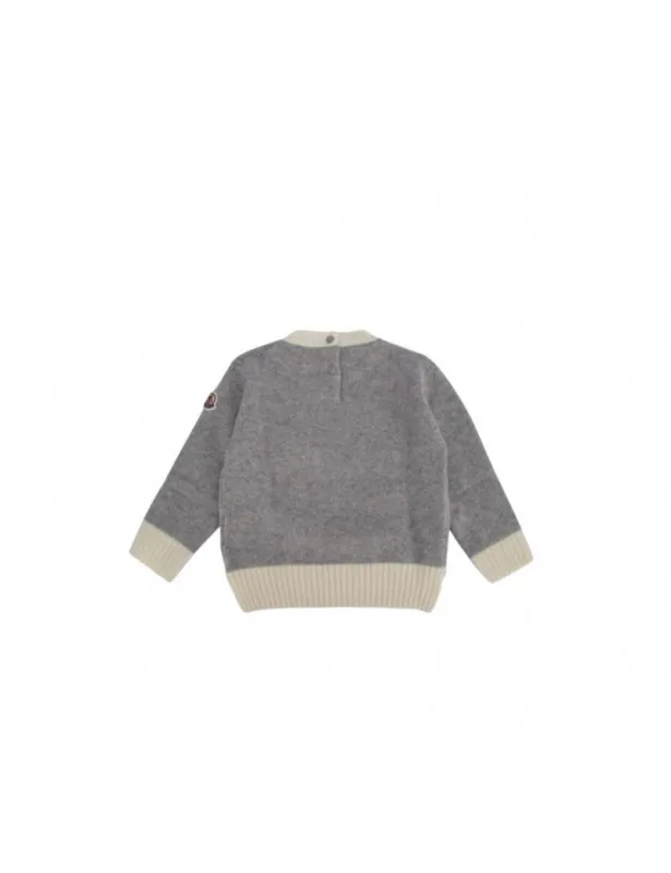 MONCLER     Maglione grigio con logo cucito Moncler