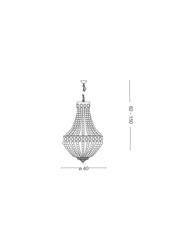 Monet sp5 lampadario classico metallo legno bianco 40cm