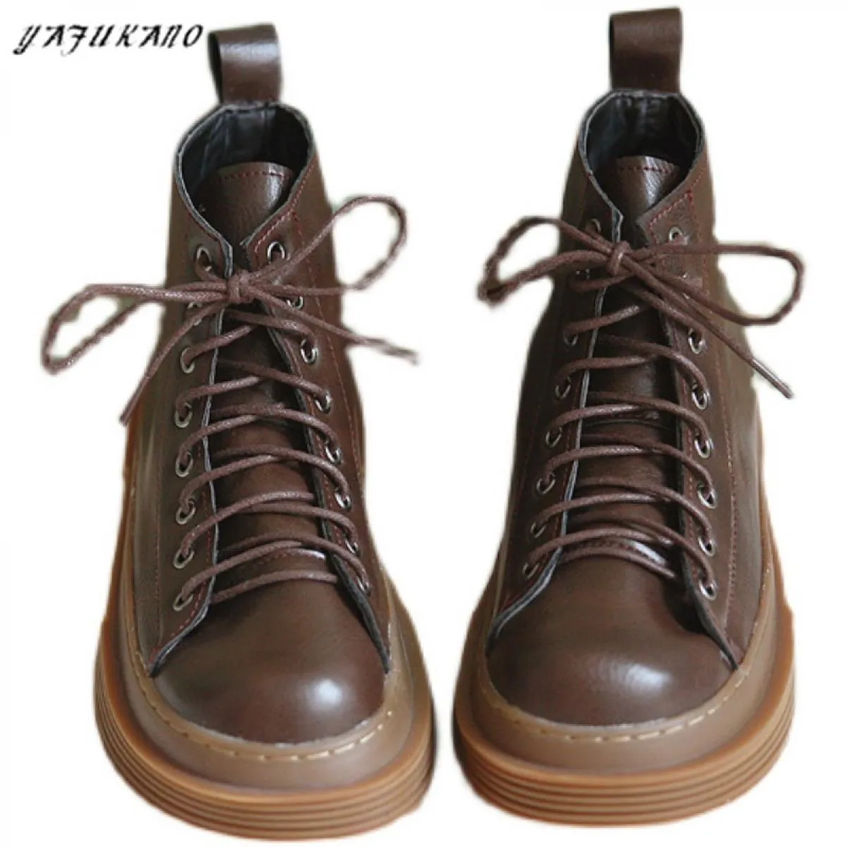 Mori Girl Retro Letterario 8 Fori Stivali da Donna Lace Up College Vento Casual Stivali Corti Invernali Fatti a Mano Caldi da Do