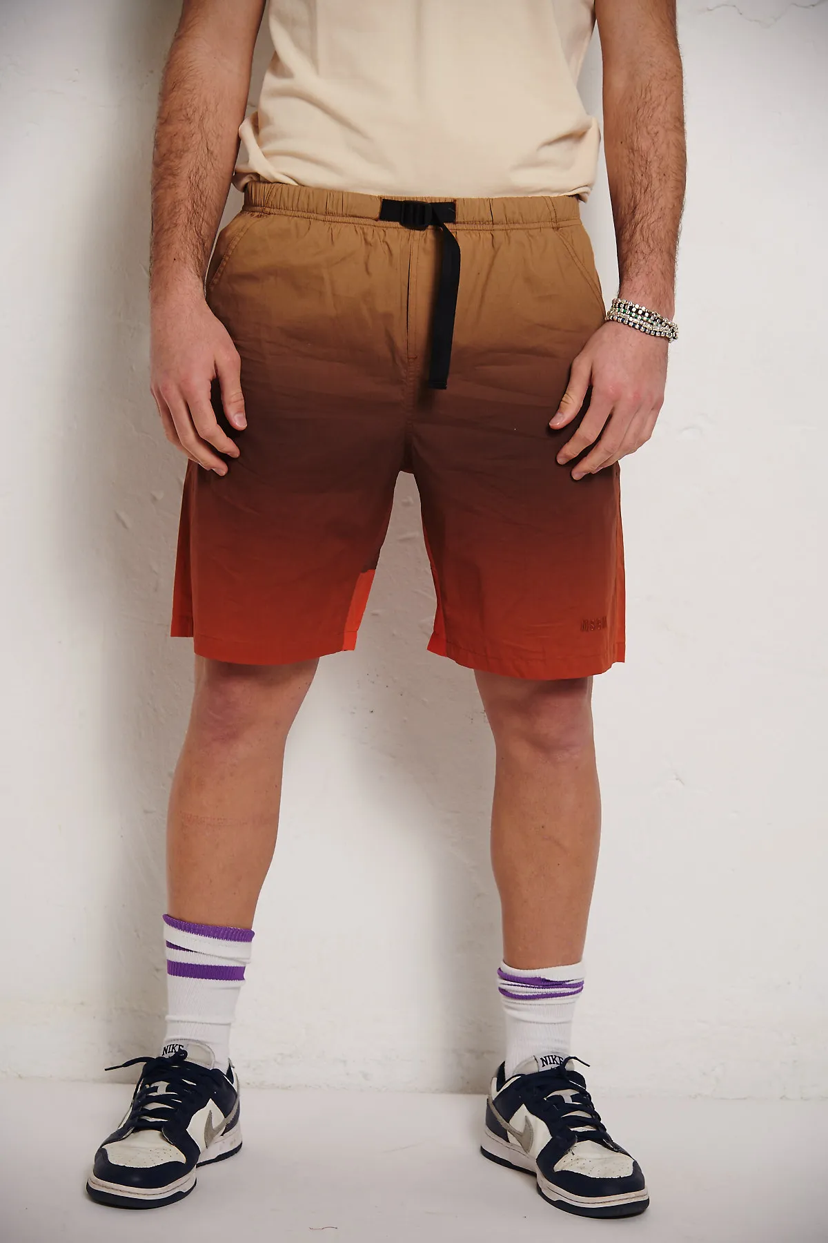 MSGM Bermuda popeline di cotone con stampa sfumata Safari