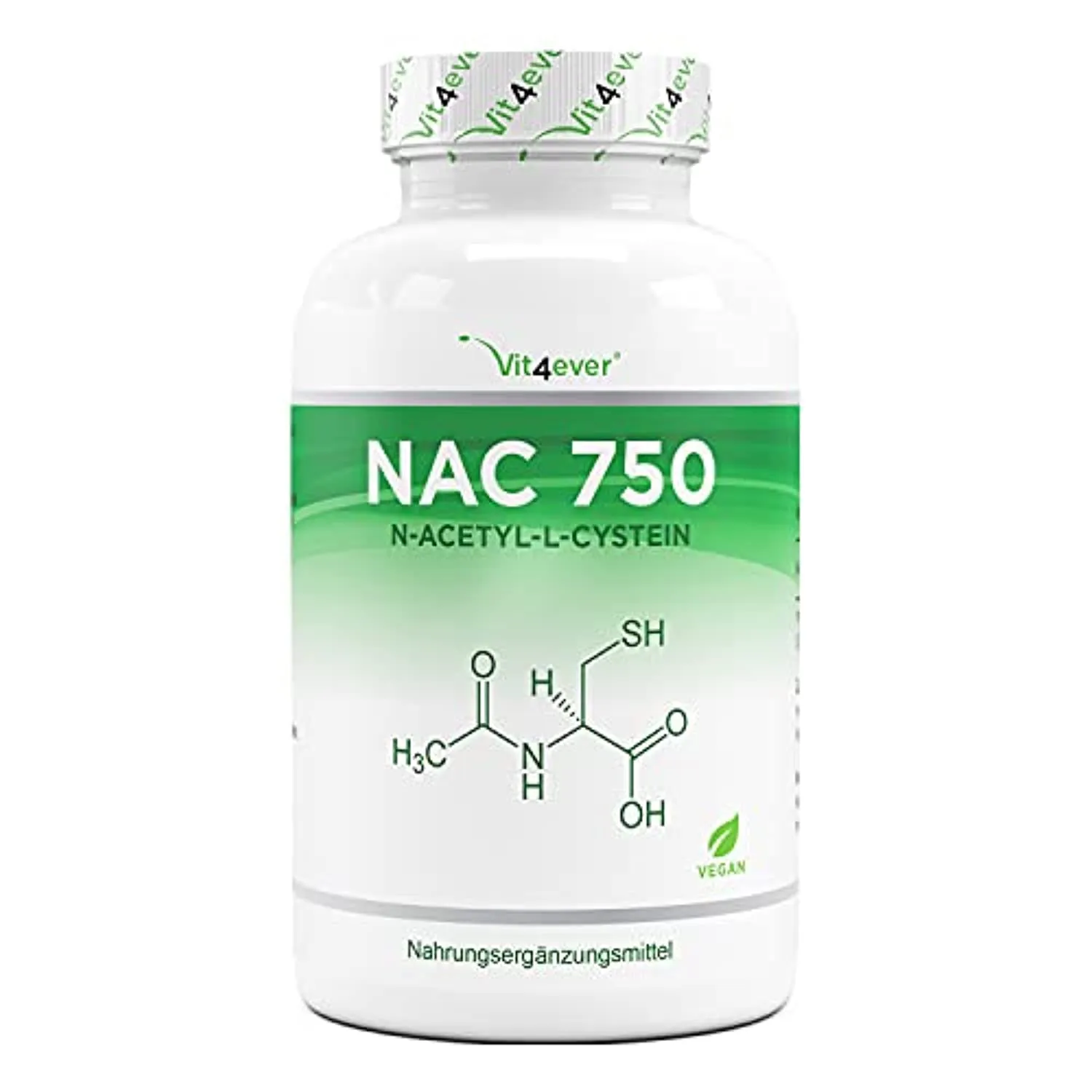 NAC - N-Acetyl L-Cysteine 180 capsule da 750 mg ciascuna - Fornitura per 6 mesi - Vegan - Altamente dosato - Qualità premium