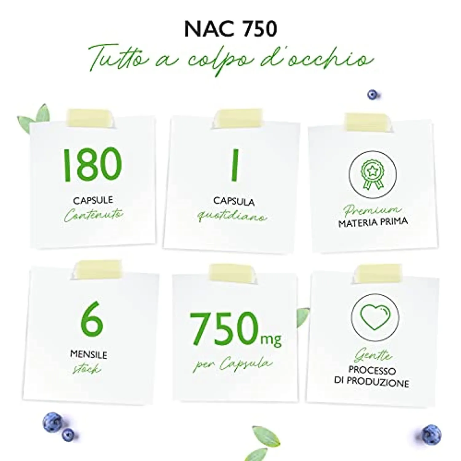 NAC - N-Acetyl L-Cysteine 180 capsule da 750 mg ciascuna - Fornitura per 6 mesi - Vegan - Altamente dosato - Qualità premium
