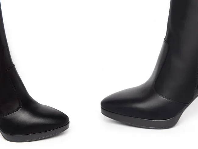 NERO GIARDINI SCARPE IN PELLE DONNA INVERNO I308910D 100  STIVALI CON TACCO NERO