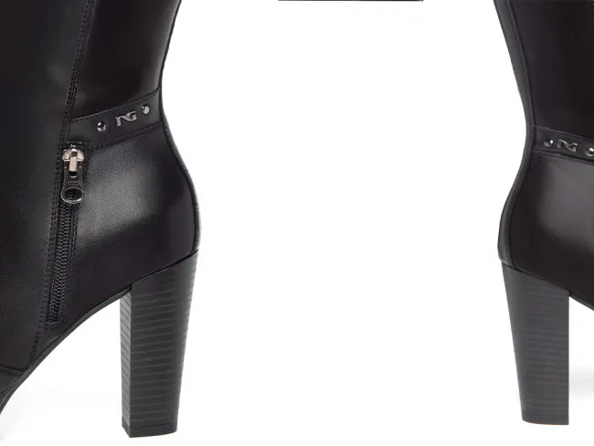 NERO GIARDINI SCARPE IN PELLE DONNA INVERNO I308910D 100  STIVALI CON TACCO NERO