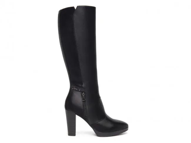 NERO GIARDINI SCARPE IN PELLE DONNA INVERNO I308910D 100  STIVALI CON TACCO NERO