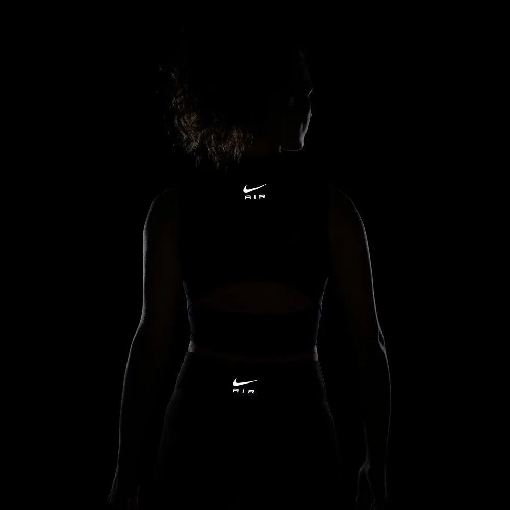 Nike Crop Top Running Df Air Nero Bianco Donna