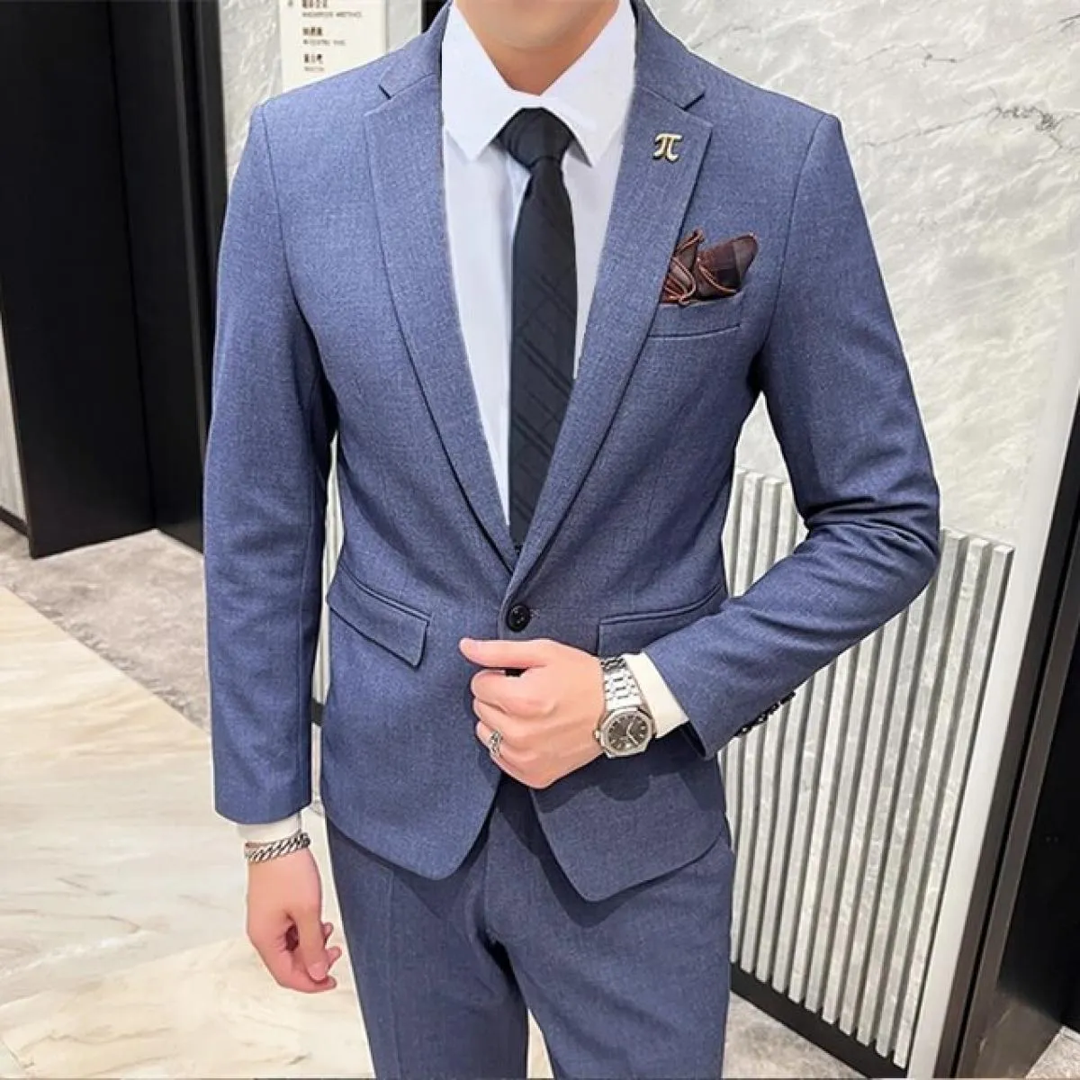 Pantaloni da completo Gilet 3 pezzi Set / 2023 Moda Casual da uomo nuovi Casual Boutique Business Tinta unita Blazer di lana Pan