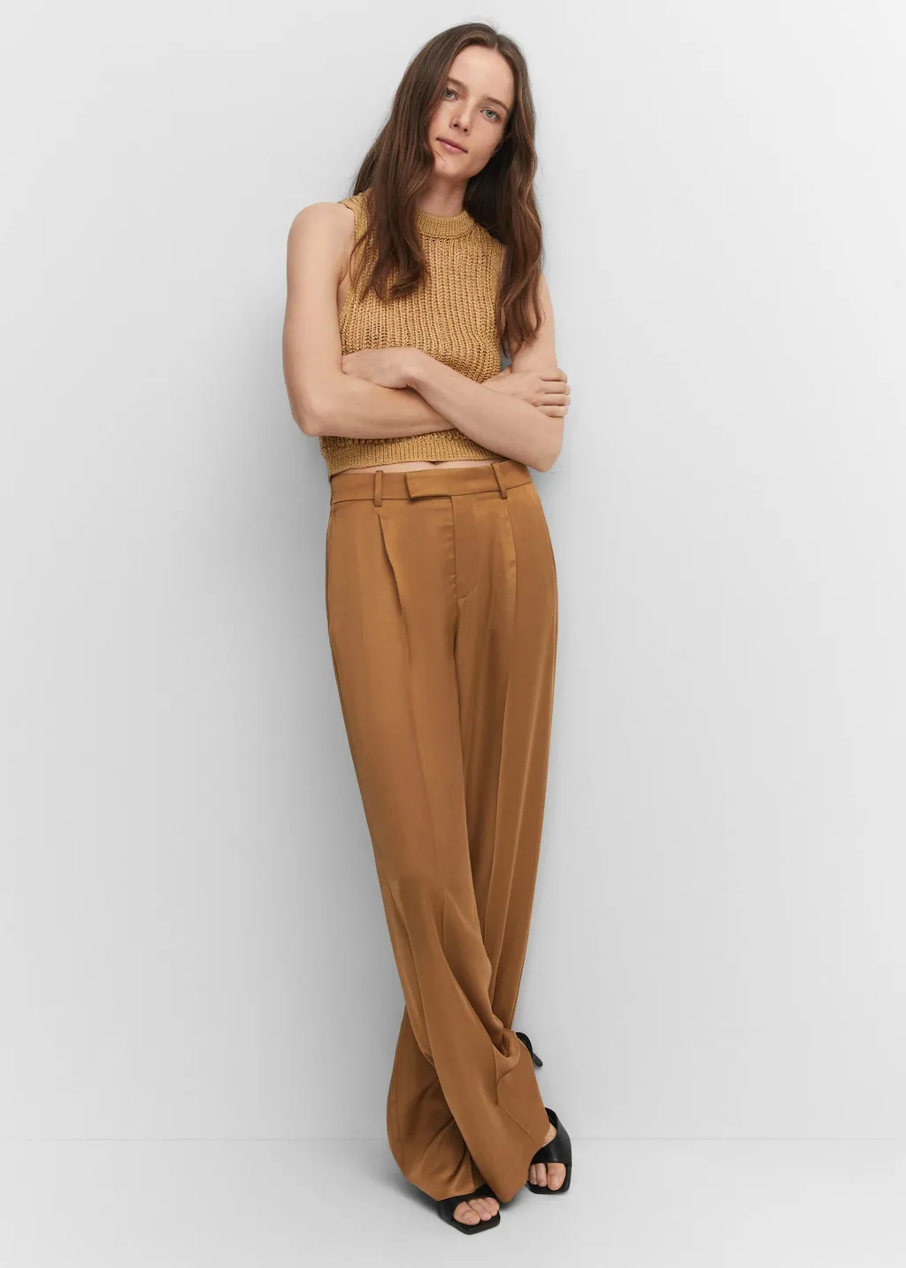 Pantaloni satinati dettaglio pinces