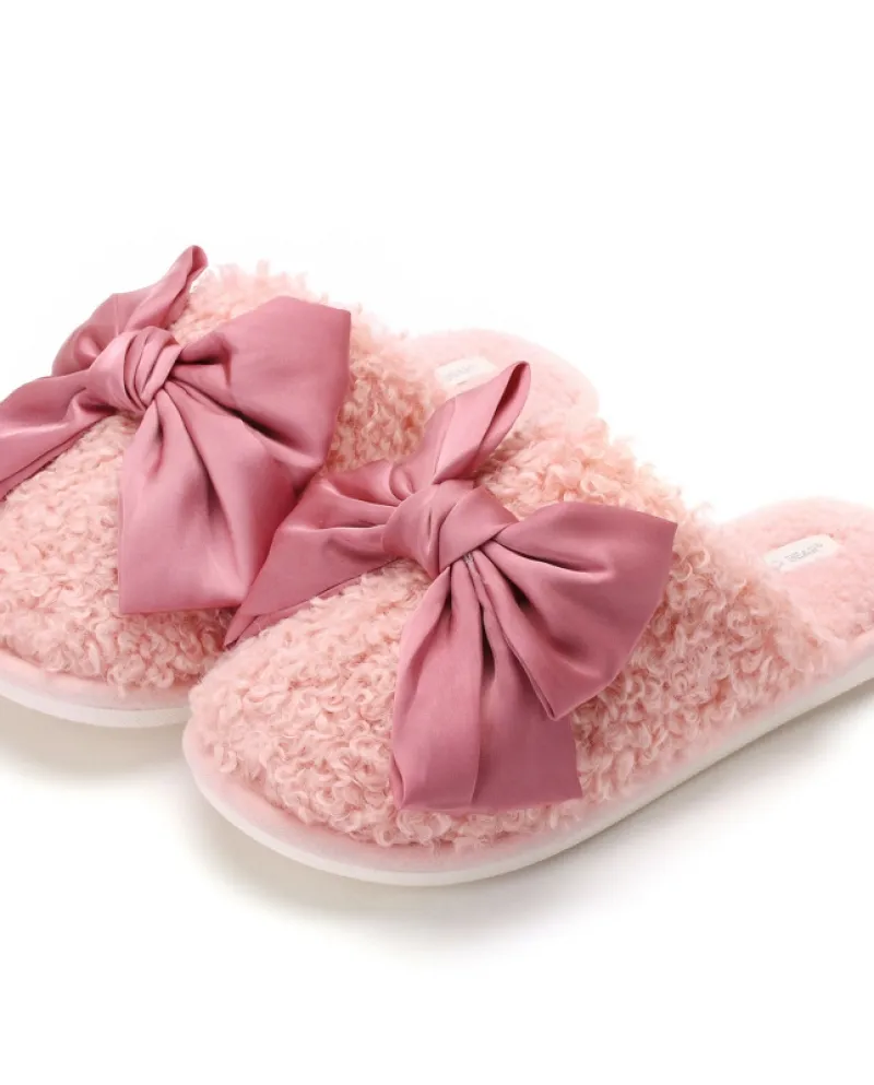 Pantofole in lana nuova autunno e inverno Pantofole in cotone caldo Pantofole con fiocco moda Baotou per interni