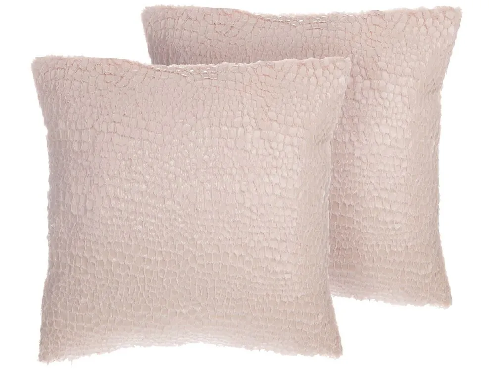 PEONY Set of 2 Decorative Cushions Solid Pink 45 x 45 cm