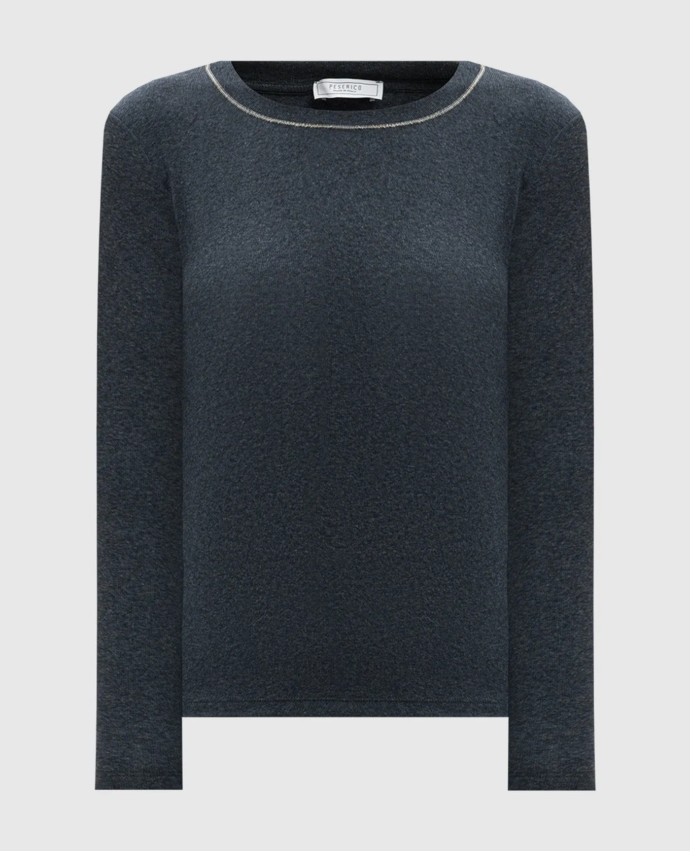 Peserico Maglia grigia a coste con catena monil S06705J005669