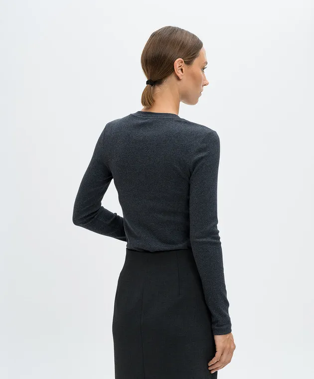 Peserico Maglia grigia a coste con catena monil S06705J005669