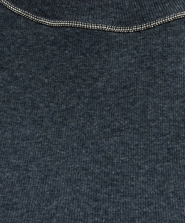 Peserico Maglia grigia a coste con catena monil S06705J005669