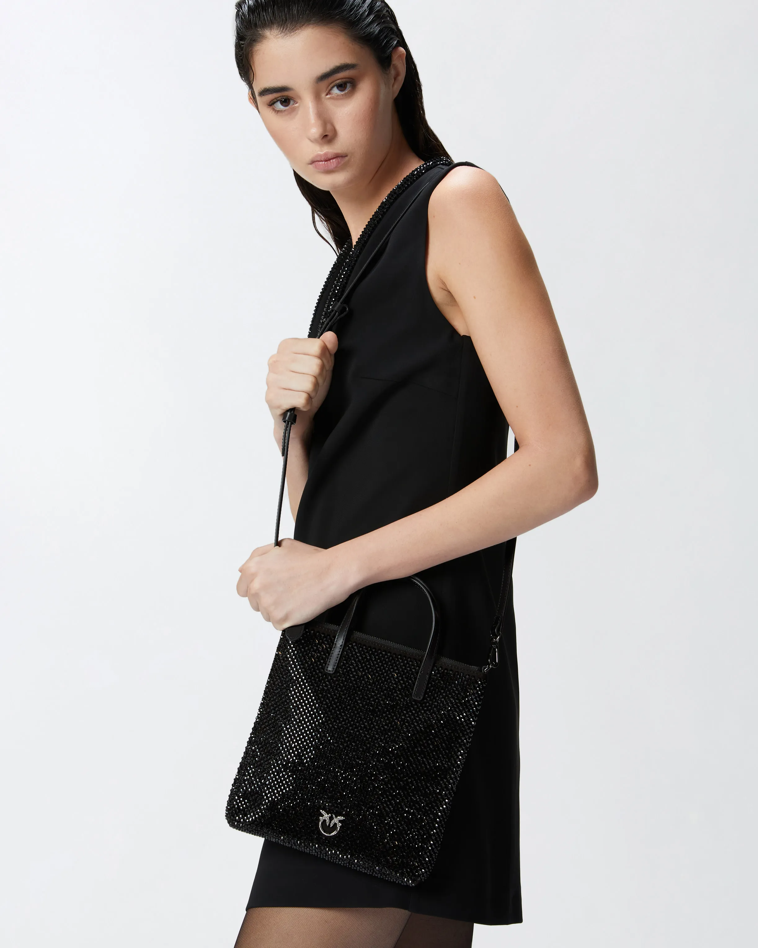  Piccola borsa shopper strass gioiello con tracolla    