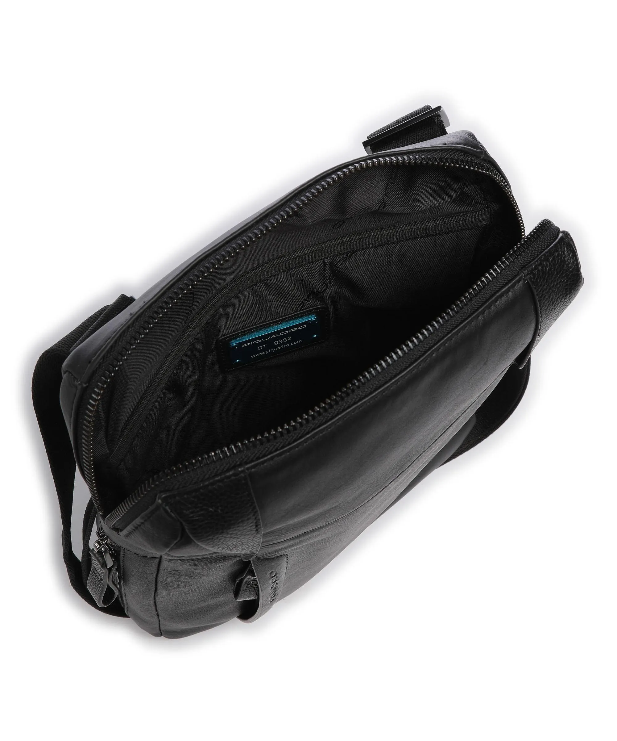  Piquadro Pan Borsa a tracolla 10″ pelle di vacchetta finemente grana nero  