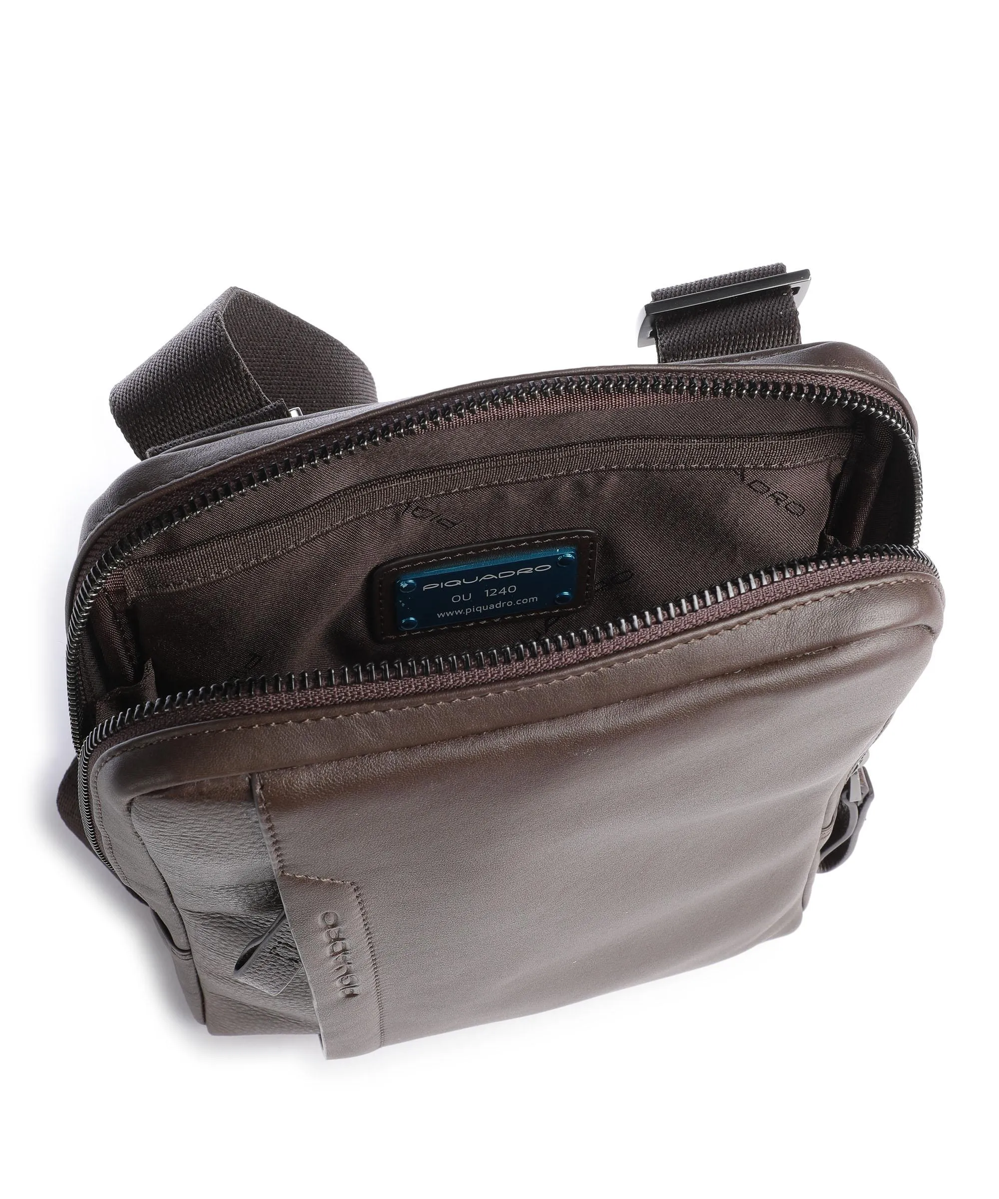  Piquadro Pan Borsa a tracolla pelle granulata marrone scuro  