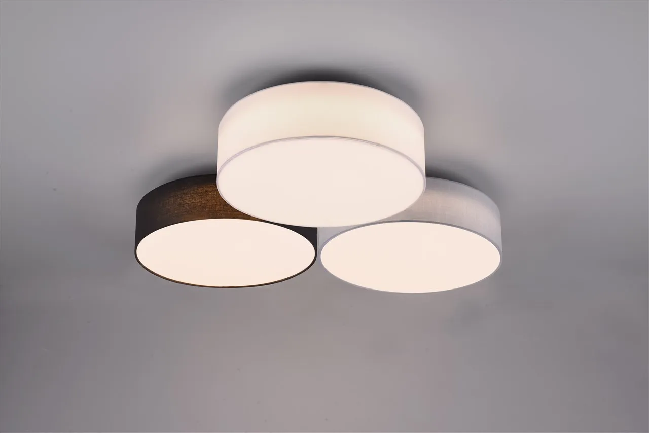 Plafoniera Led Switch Dimmer 3 Paralumi Stoffa Multicolor Lugano Trio Lighting