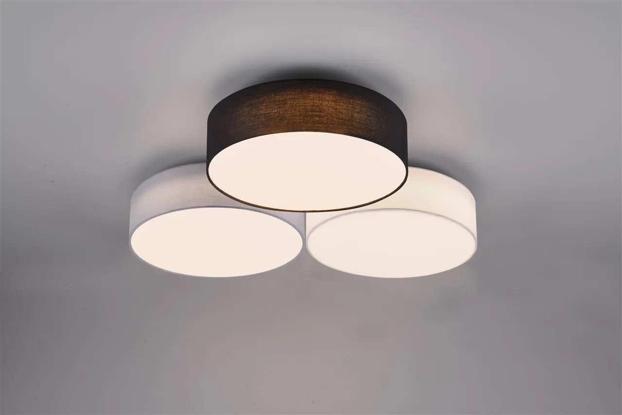 Plafoniera Led Switch Dimmer 3 Paralumi Stoffa Multicolor Lugano Trio Lighting