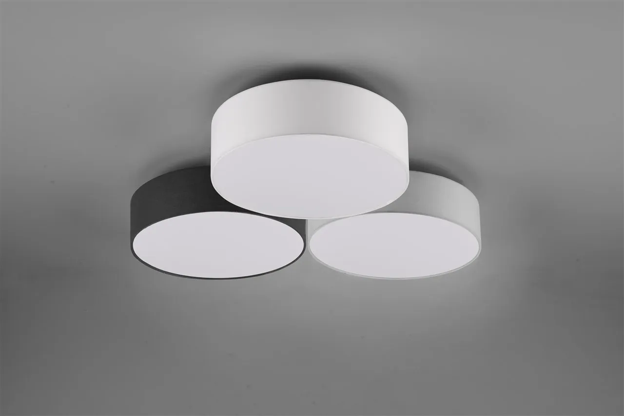 Plafoniera Led Switch Dimmer 3 Paralumi Stoffa Multicolor Lugano Trio Lighting