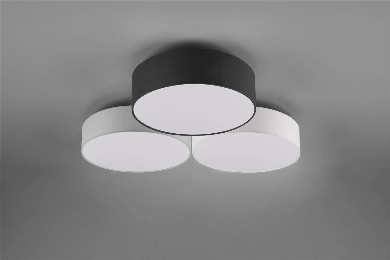 Plafoniera Led Switch Dimmer 3 Paralumi Stoffa Multicolor Lugano Trio Lighting