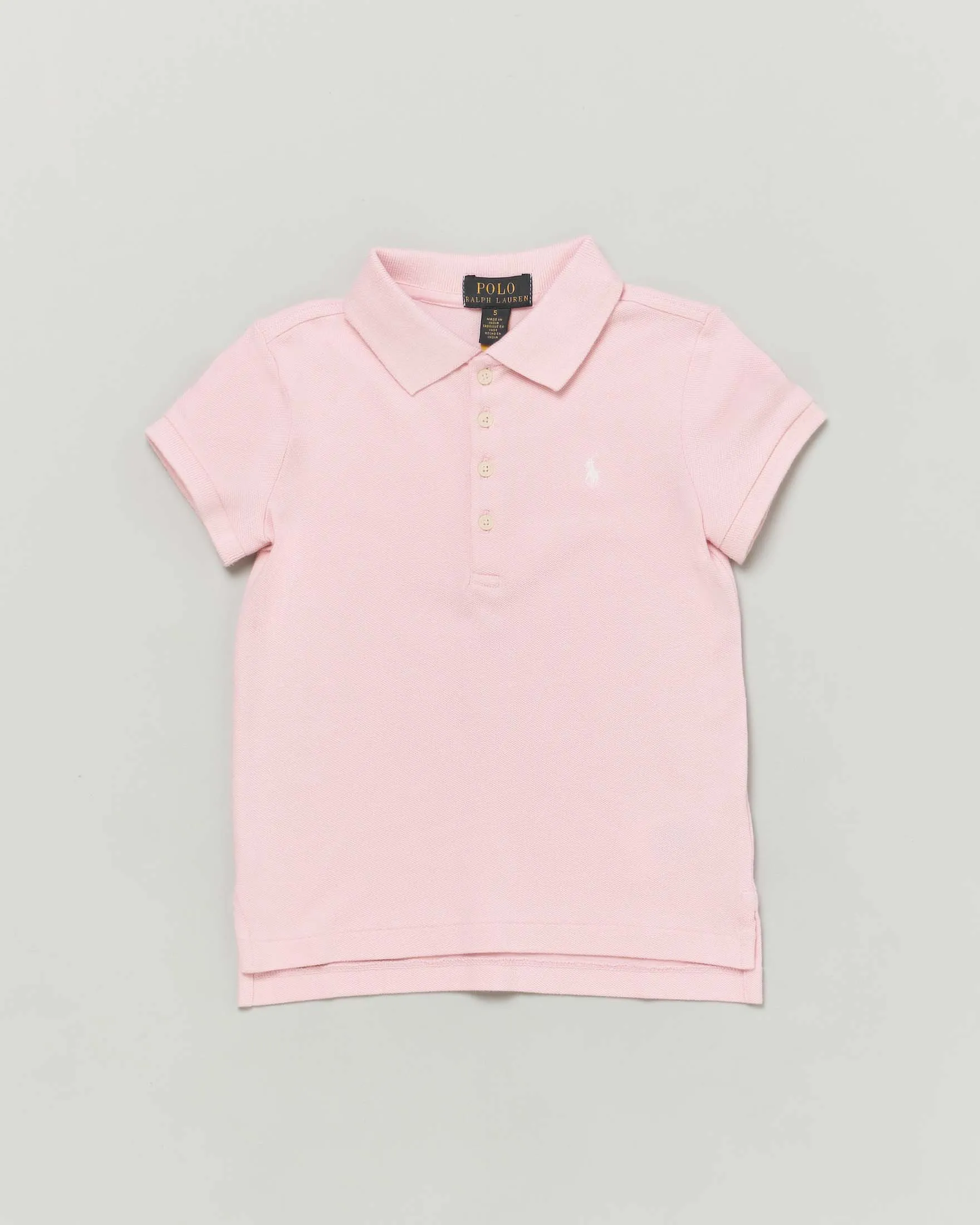 Polo rosa a maniche corte in cotone stretch con logo pony bianco S-L
