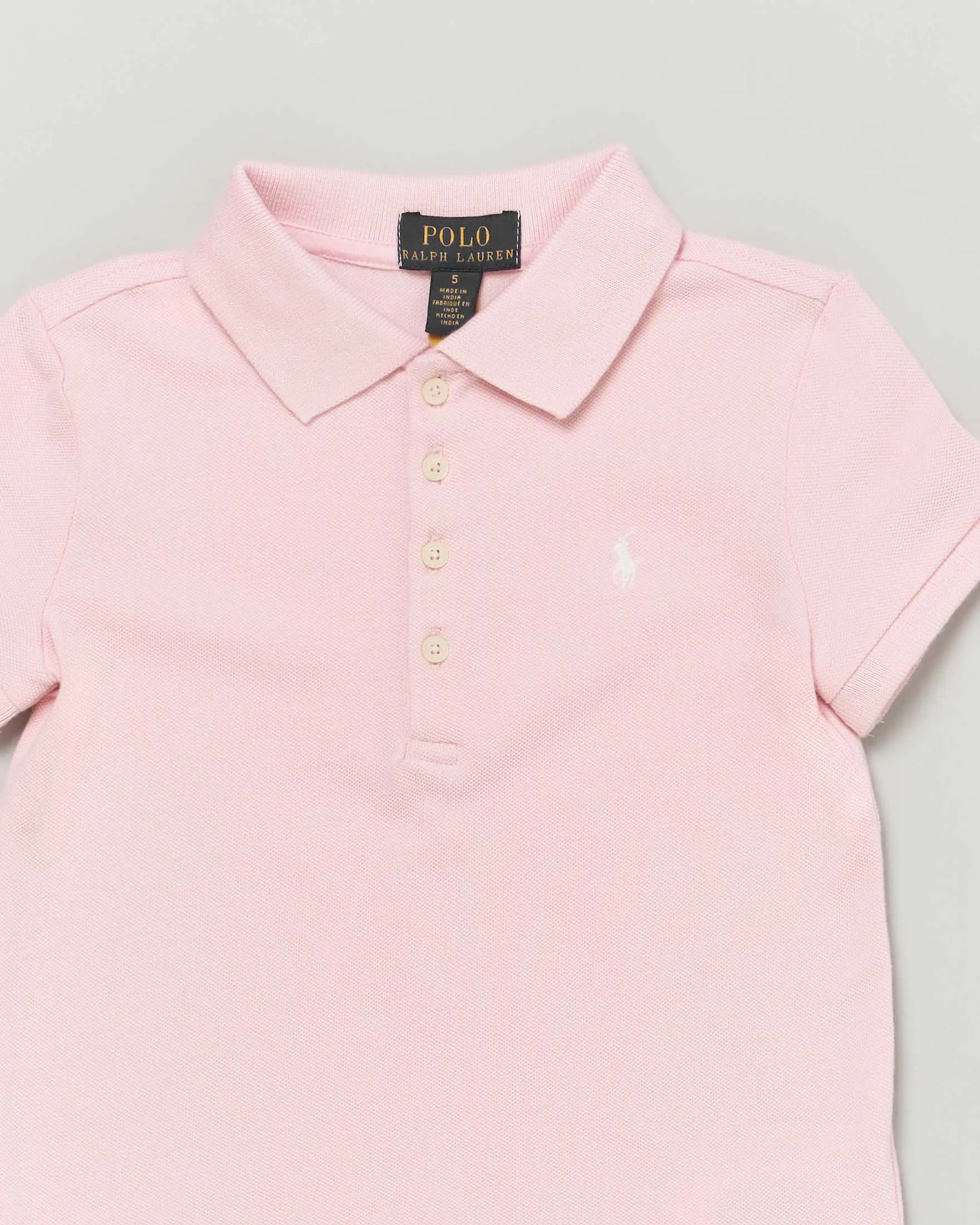 Polo rosa a maniche corte in cotone stretch con logo pony bianco S-L