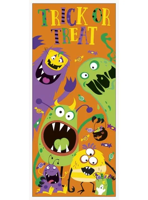 Poster per porta di mostriciattoli per bambini - Silly Halloween Monsters
