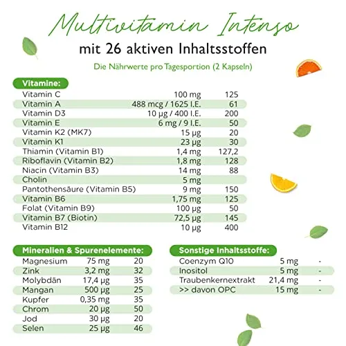 Premium Multivitamin AZ - 365 capsule ad alto dosaggio con forme bioattive e materie prime di marca - Vitamine + minerali - Test