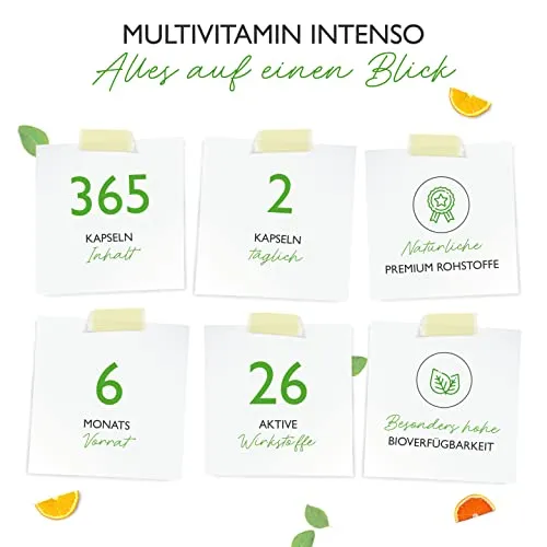 Premium Multivitamin AZ - 365 capsule ad alto dosaggio con forme bioattive e materie prime di marca - Vitamine + minerali - Test