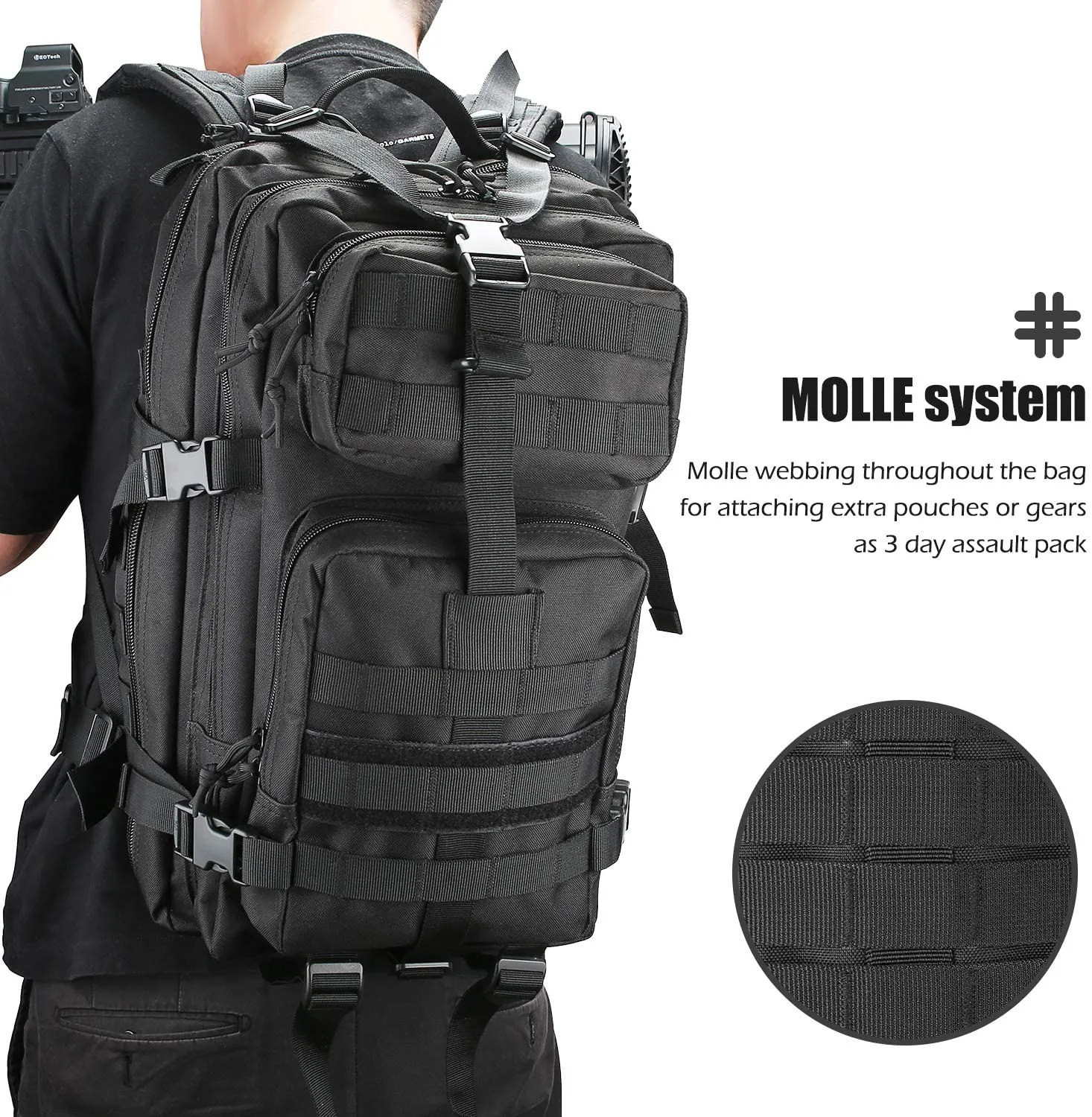 Procase Zaino Tattico Militare 35 Litri, Assault Backpack Grande capacità Zaini 3 Day Assault Bag dell'Esercito Zaino per Caccia