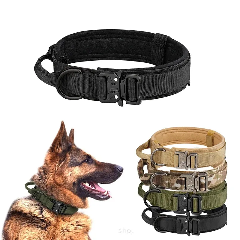 Prodotti per animali collare per cani tattico all'aperto fibbia in metallo traspirabilità collare in Nylon cane da addestramento