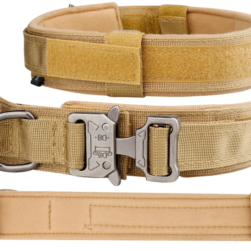 Prodotti per animali collare per cani tattico all'aperto fibbia in metallo traspirabilità collare in Nylon cane da addestramento
