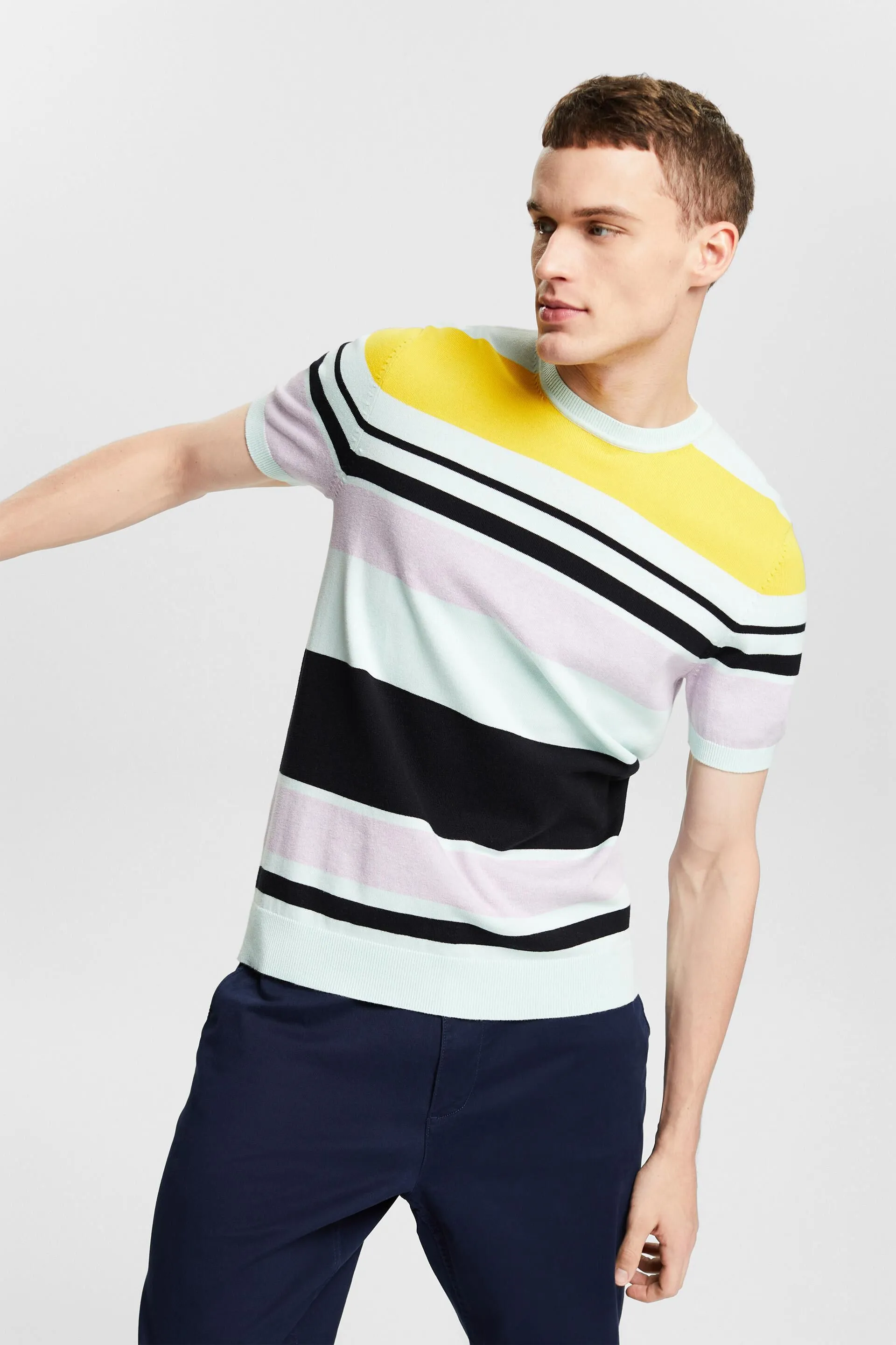 Pullover a manica corta a righe