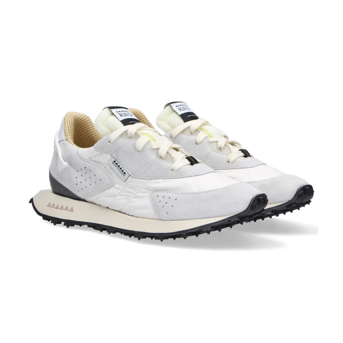 Run Of sneaker Neon camoscio nylon bianco