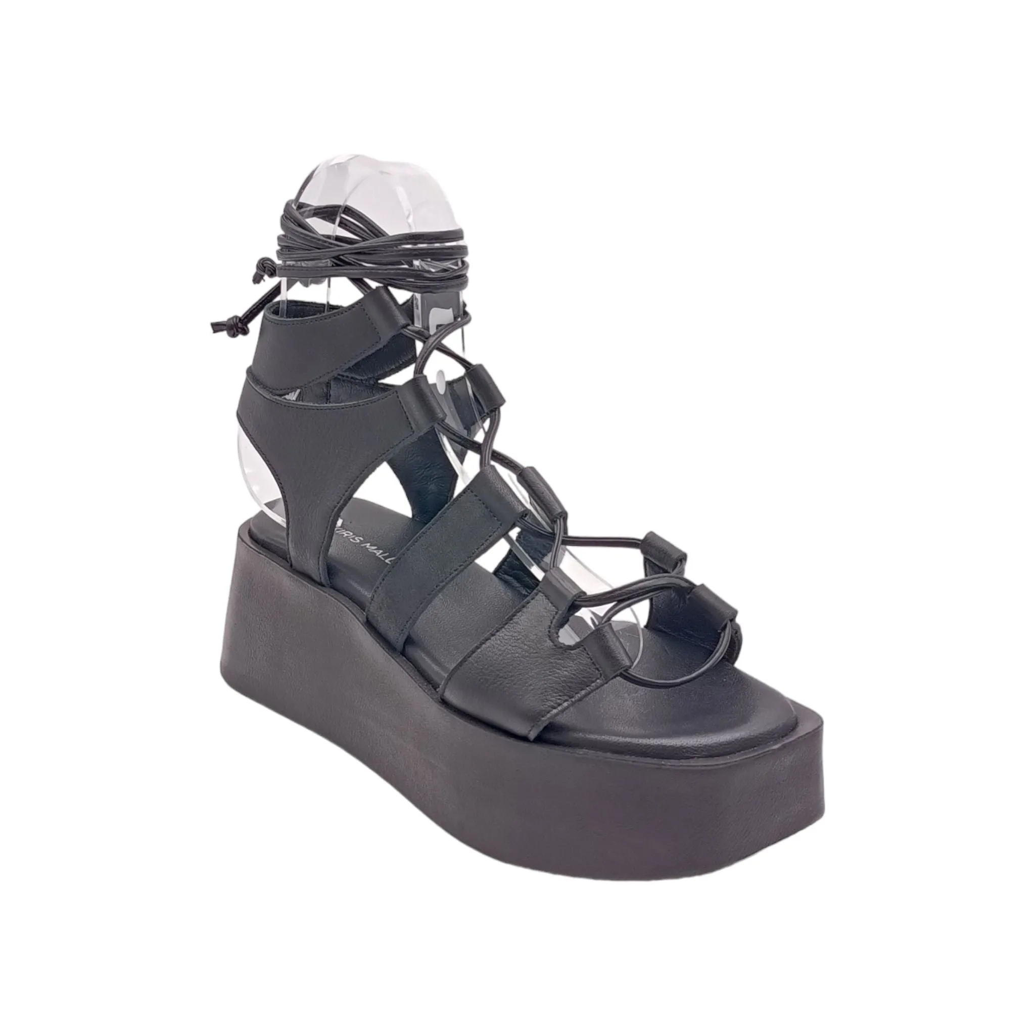 Sandalo Donna zeppa alla schiava Tsakiris Mallas 536 TAORMINA 6-1 black leather