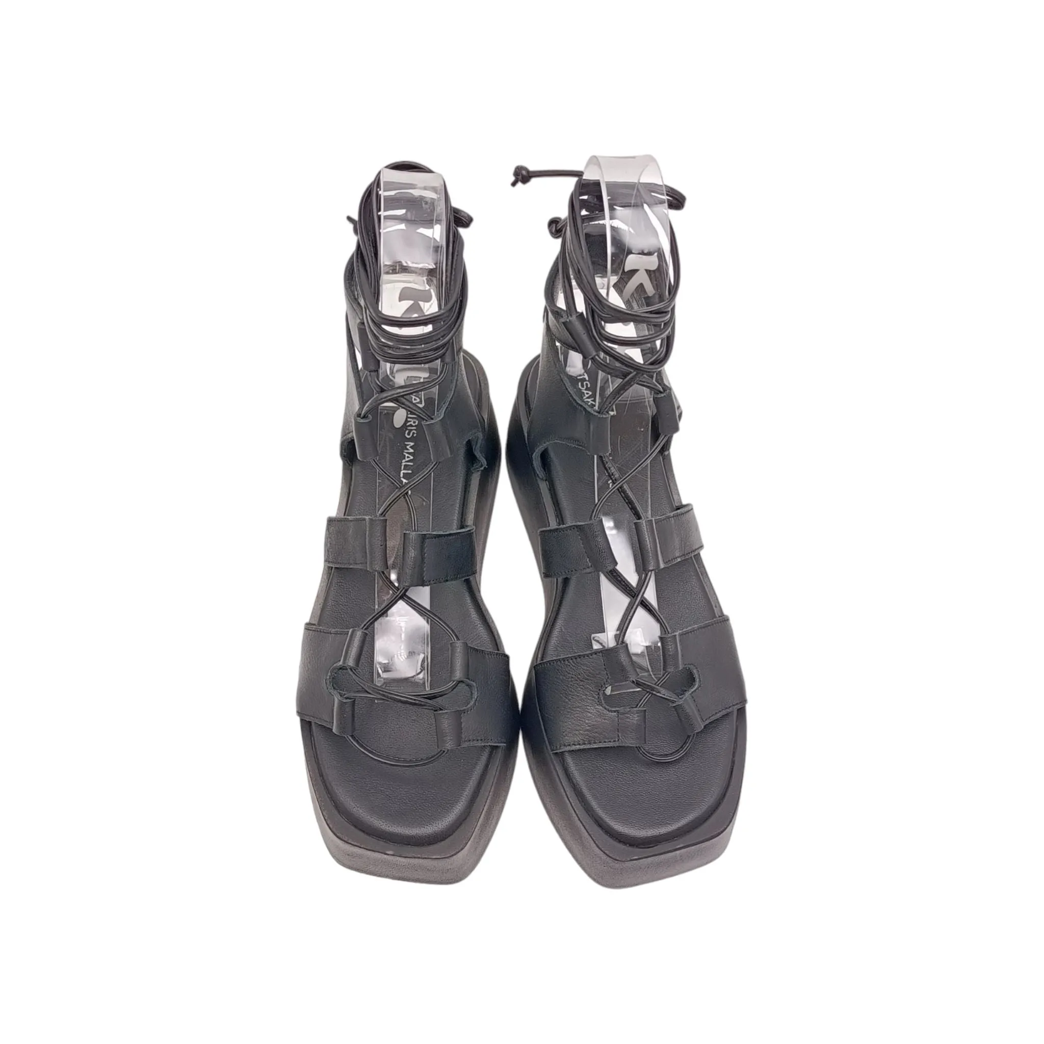 Sandalo Donna zeppa alla schiava Tsakiris Mallas 536 TAORMINA 6-1 black leather