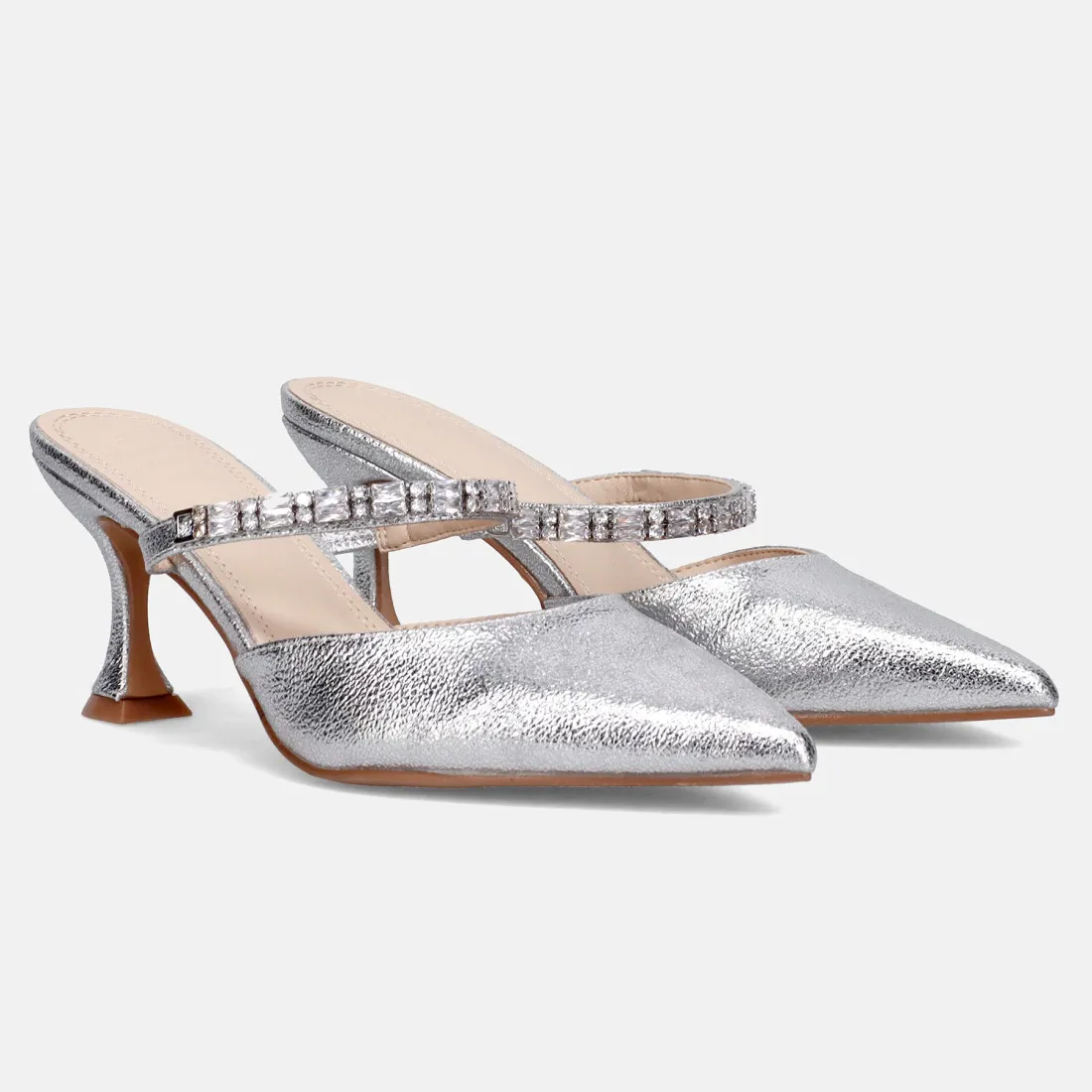 Scarpa con tacco TwentyFourHaitch Clotilde argento con pietre