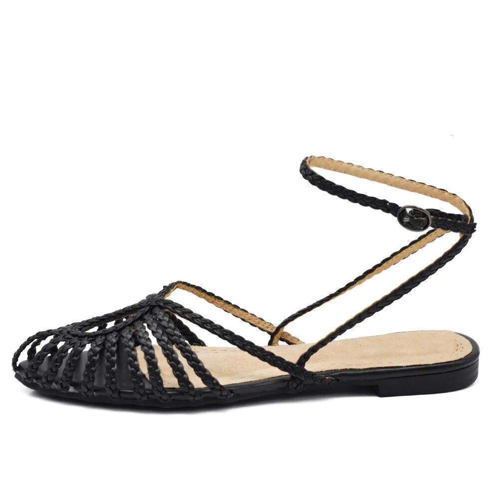 Scarpe Ballerine Estive Sandali Bassi Intrecciati Donna F6651 nero oro argento