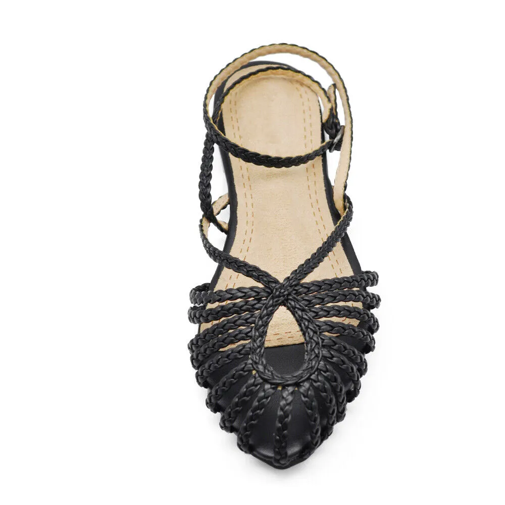 Scarpe Ballerine Estive Sandali Bassi Intrecciati Donna F6651 nero oro argento