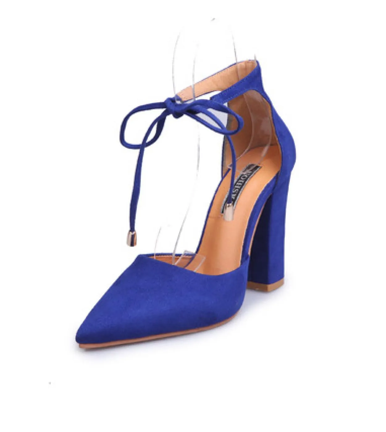 Scarpe con tacco alto da donna Décolleté con lacci a punta quadrata Décolleté con cinturino da sposa Scarpe da donna blu Zapatos