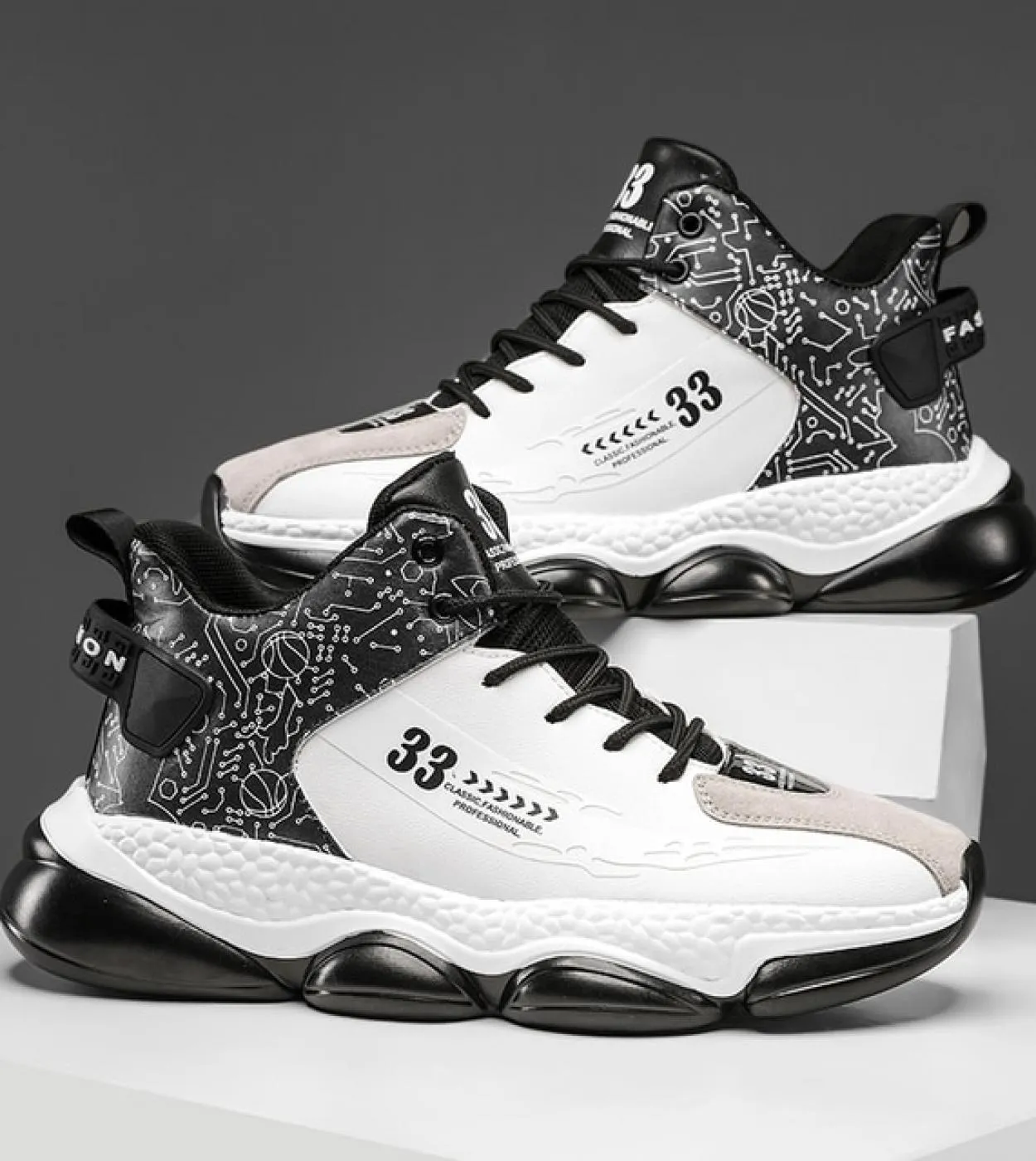 Scarpe da basket da uomo Ammortizzazione traspirante Scarpe sportive indossabili antiscivolo Allenamento in palestra Scarpe da g