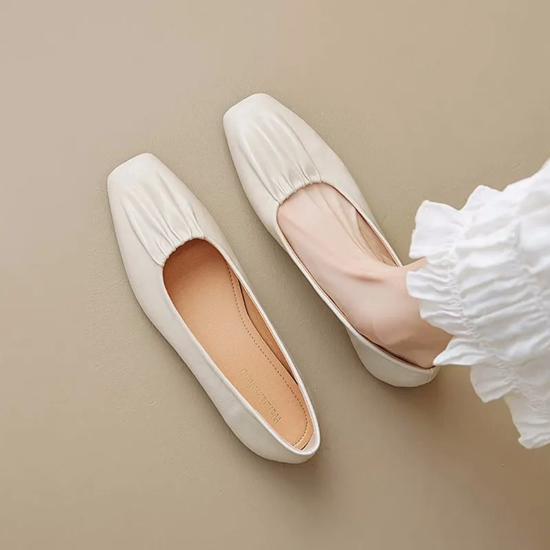 Scarpe morbide da donna con punta quadrata e moda casual