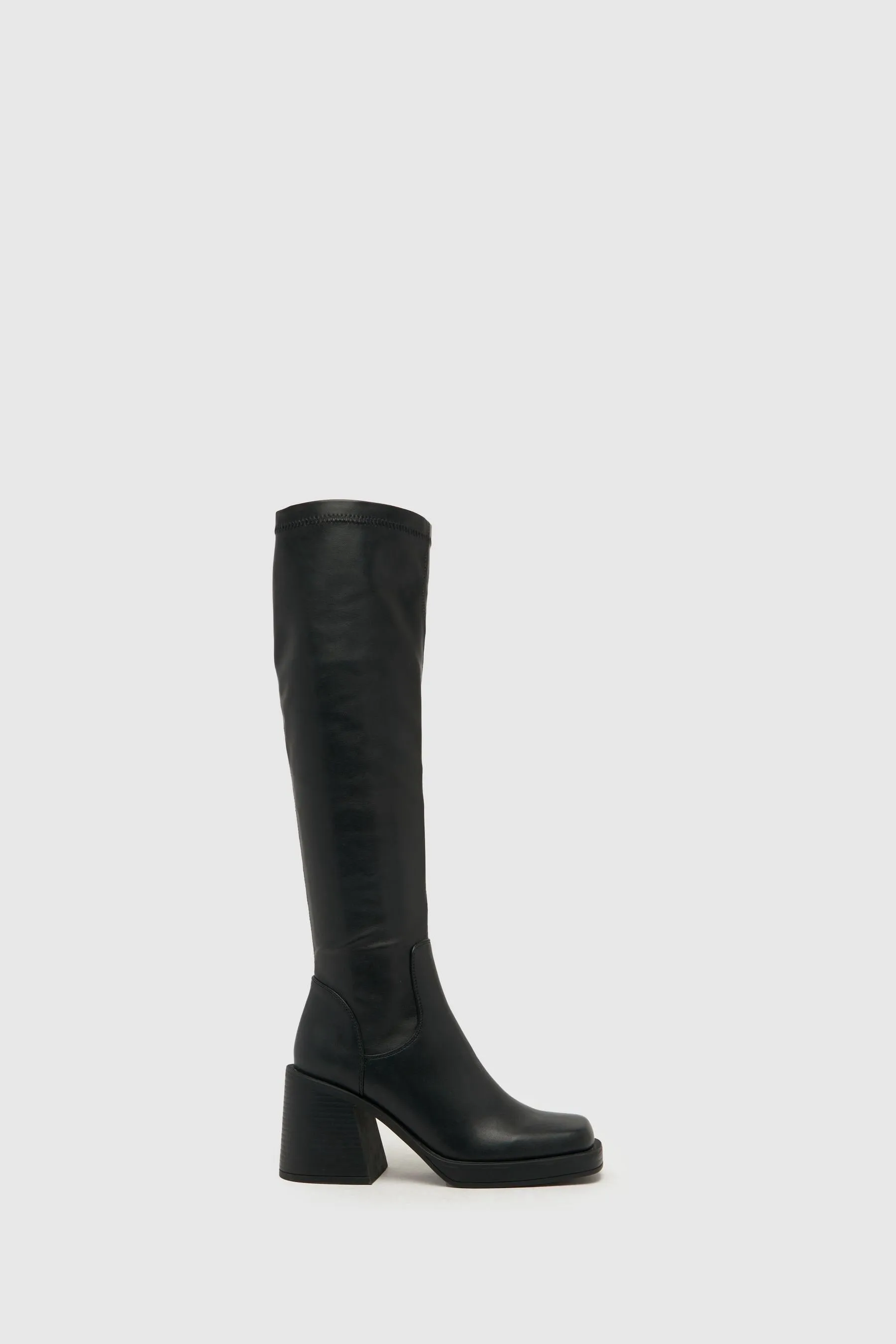 Schuh - Danielle - Nero al ginocchio con plateau - Stivali