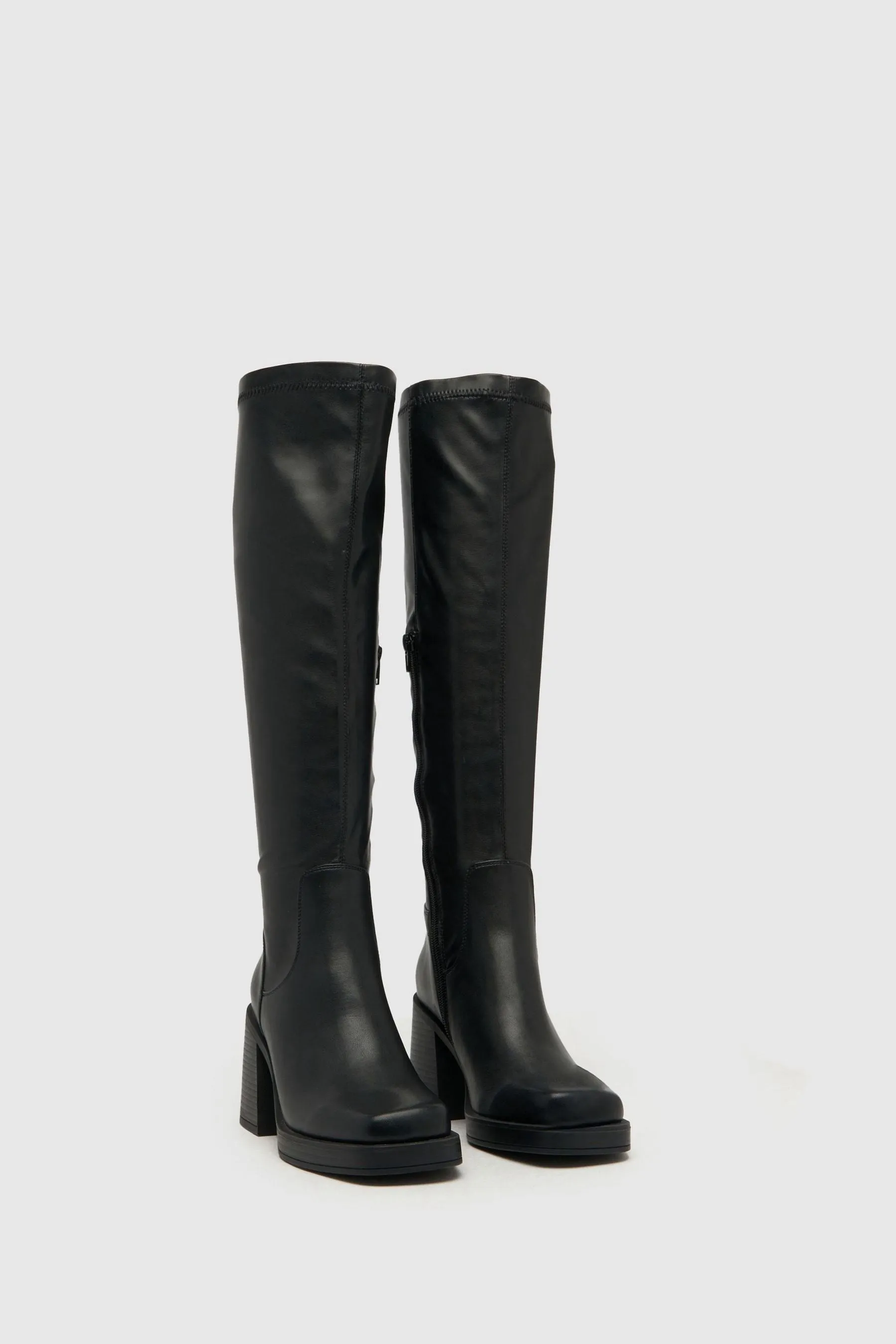 Schuh - Danielle - Nero al ginocchio con plateau - Stivali