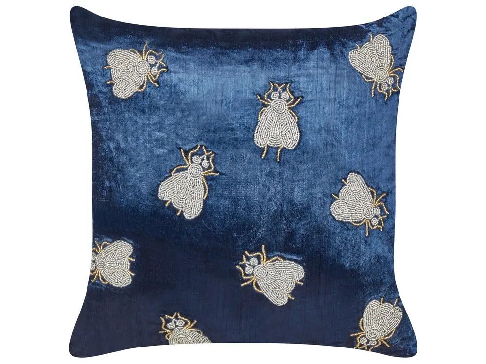 Set di 2 cuscini PENTAS Velluto 45 x 45 cm Blu marino Trama animale