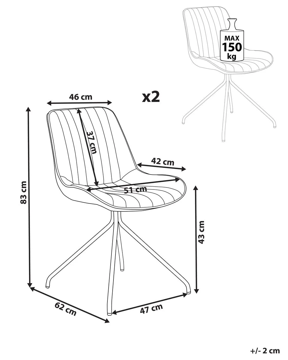Set di 2 sedie da pranzo NAVASOTA Velluto Beige