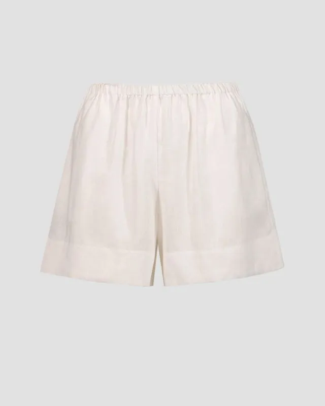 Shorts bianchi di lino da donna Kori