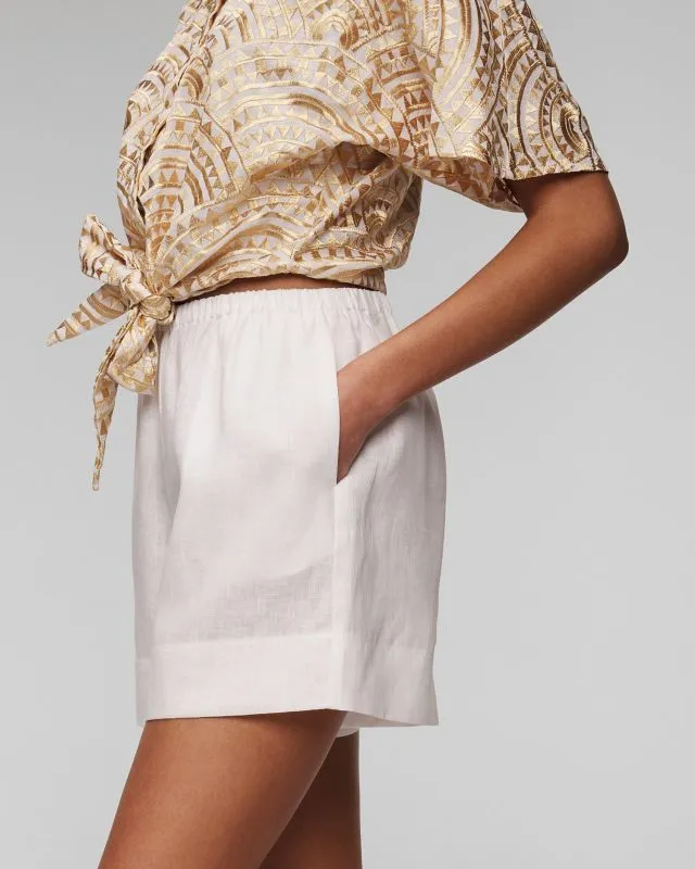 Shorts bianchi di lino da donna Kori